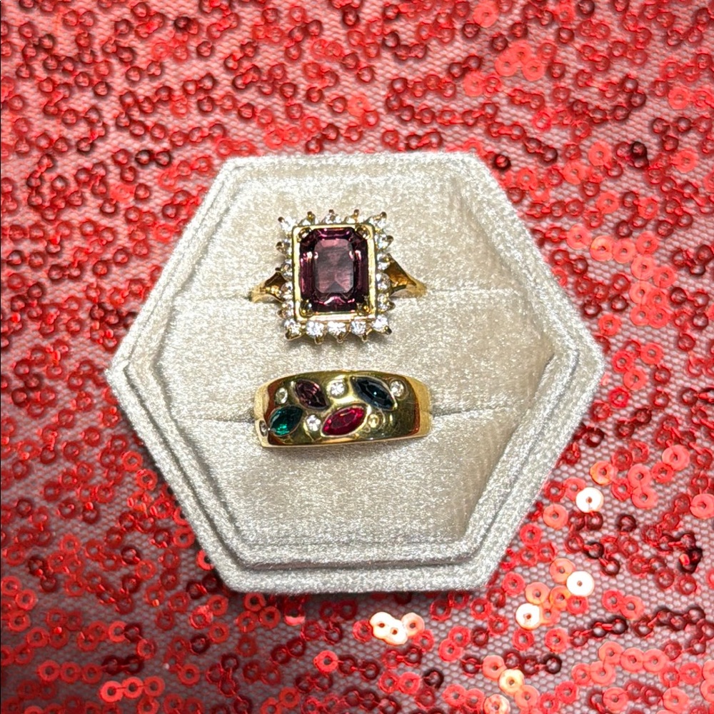 Gorgeous Vintage 14K GE Cocktail & Gemstone Rings – Lot of 2